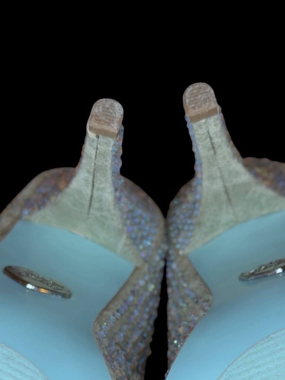 Blue by Betsey Johnson Rhinestone Bridal Wedding Heels Silver Sparkle Pumps 8.5 - Picture 14 of 14